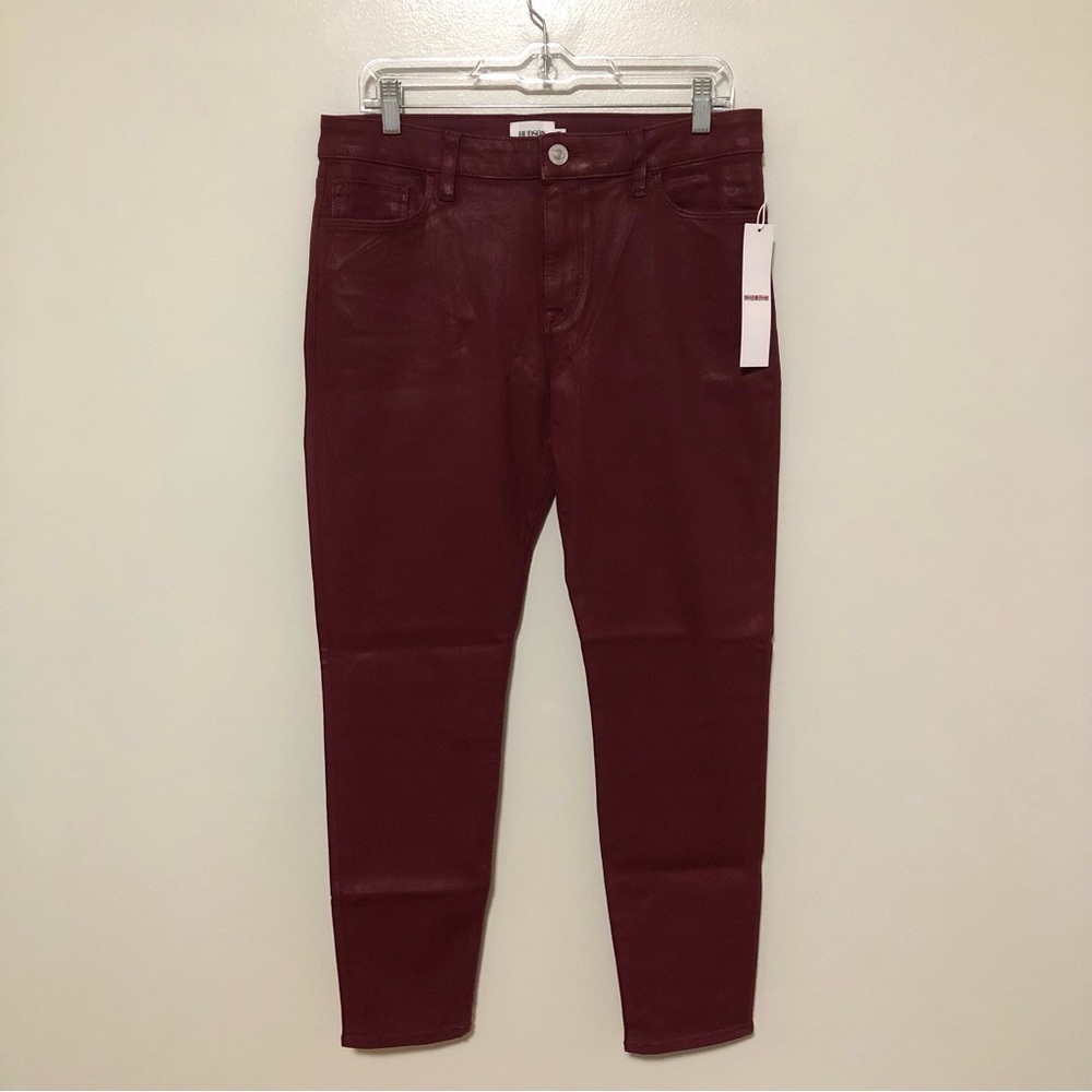 Hudson Natalie Mid Rise Super Skinny Ankle Jeans Bordeaux New 31